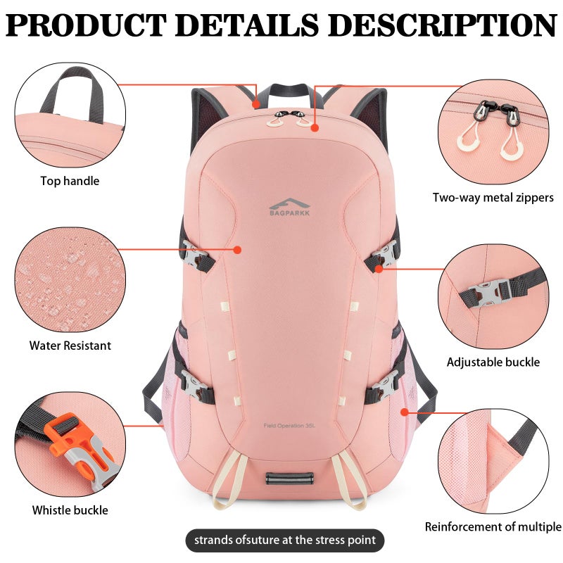 BAGPARKK Hiking Backpack Large 35L Travel Backpacks for Men Women Water Resistant Ultra Lightweight Foldable Packable Camping Daypack for Outdoor Sports - Image 5